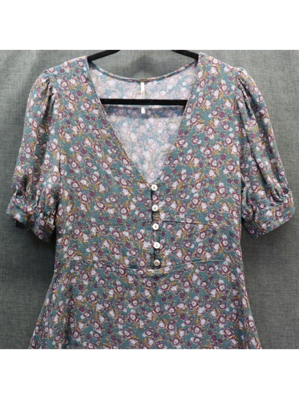 Free People Provence Floral Puff Sleeve Dress S - Picture 5 of 12